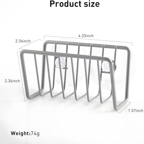 Miniatura 2 de Soporte de esponja para fregadero de cocina soporte de esponja con ventosa, fregadero de cocina diseño de cesta de alambre abierto de secado rápido