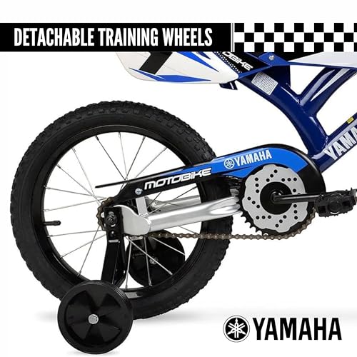 Yamaha 16 Inch Motocross Style Bike for Kids | Coaster Brake, Detachable Training Wheels | Safe Pedal Powered Bicycle for Toddlers Ages 4-8 | Great for Boys & Girls