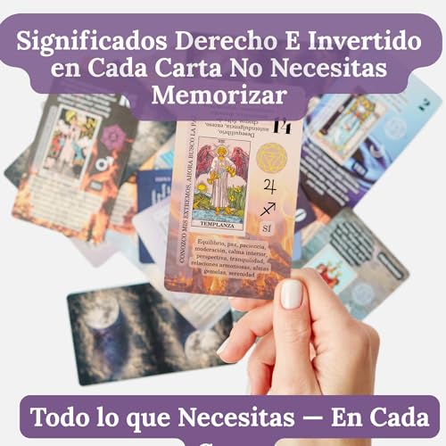 Image of Witchy Cauldron Spanish Learning Tarot Card for Beginners with Meanings on Them - Training Beginner Cards for Tarot Learners Including Chakra, Planet, Zodiac, Element, Yes or No.