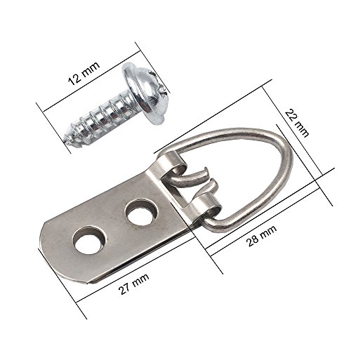 Comdox D Ring Picture Hangers With Screws - 50 Pack Pro Quality Heavy Duty Picture Hooks - 2 Hole, Picture Frame Hardware #TOP1