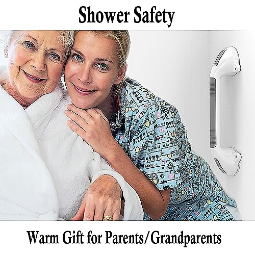 Ameriluck 16.5Inch 2 Pack Suction Balance Assist Bathroom Shower Handle,Bath Grab Bar With Indicators(White/Grey) #TOP7