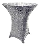 Wedding Linens Inc. Wholesale 36 in x 42 in Sequin Cocktail Highboy Spandex Stretch Fitted Round...