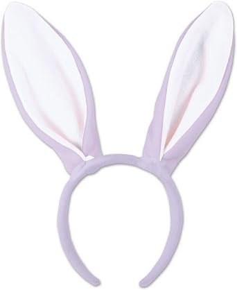 Beistle Purple Easter Bunny Ears Plush Headband, One Size, Lavender/White | Plush Rabbit Ear Costume Accessory, Headband for Easter Celebrations, Spring Events, Themed Parties, Photo Booth Props