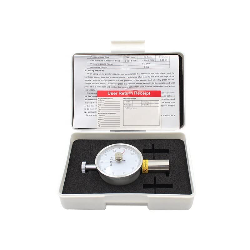 Portable Shore Durometer Hardness Tester - Measures 10-90A, 0.79mm Tip, Lightweight 0.4kg, for Plastics, Rubbers, Polymers - Quality Control & R&D