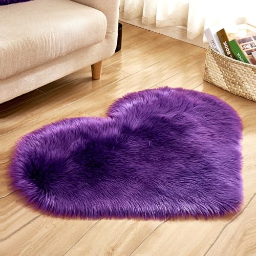 ZuTKekon Faux Fur Sheepskin Heart Shaped Area Rugs, 12