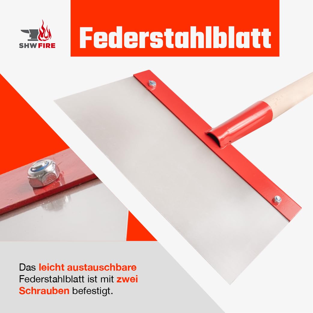 SHW-FIRE Stoßscharre 300mm Federstahlblatt, 1,0 mm stark mit 130cm Stiel
