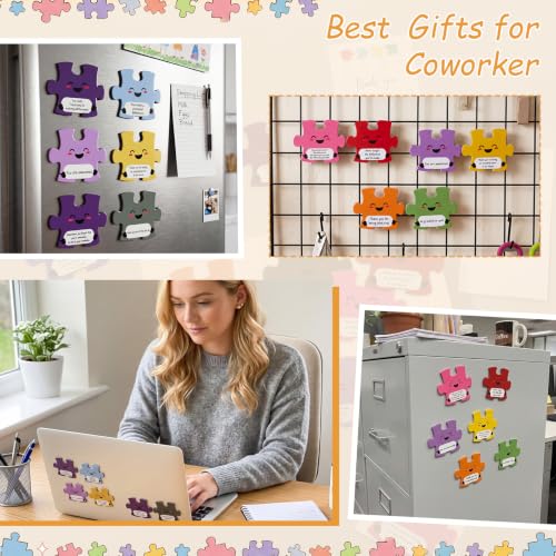 Poola Voidra 40 Sets Team Appreciation Gifts for Employees Staff Puzzle Piece Fridge Magnets Thank You Team Building Cards Back to School Gifts for Teachers Office Teamwork (Inspirational) - Image 7