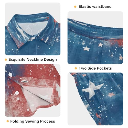 Boccsty Red White Blue Stars Firework Boy Summer Shorts Sets Hawaiian Toddler Boys T-Shirt & Pants 2 Pcs 3T4