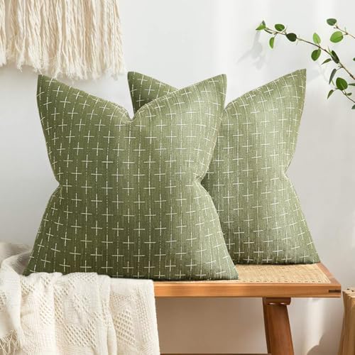 MIULEE Pack of 2 Decorative Burlap Linen Throw Pillow Covers