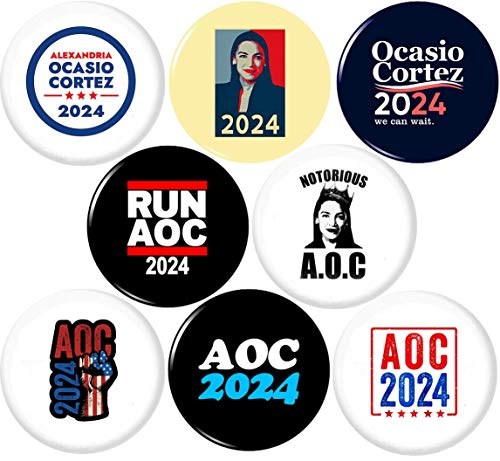 AOC Alexandria Ocasio Cortez 8 NEW 1 Inch (25mm) Set of 8 Pinback Buttons Badges Pins 1"