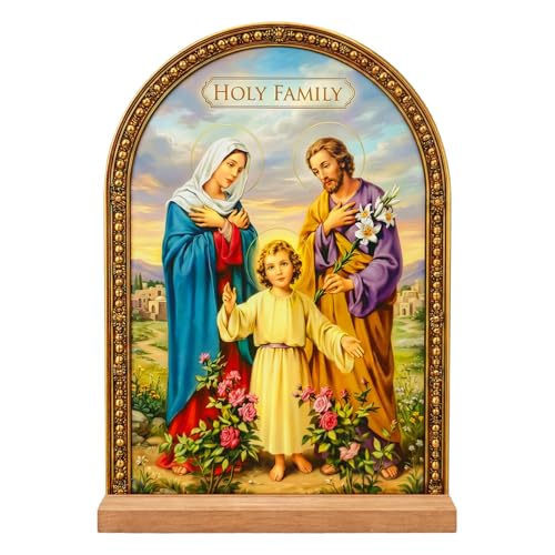 TALPGOD Holy Family Stand Catholic Ornament Statue Youth Jesus St.Joseph Virgin Mary Statue Acrylic Tabletop Dcor for Home Altar & Desk Christian Gift for Women & Men Familia Estatua