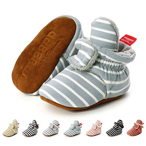 Meckior Infant Baby Girls Boys Cotton Booties Soft Non-Slip Sole Winter Warm Cozy Stay On Socks Newborn Toddler First Walkers Crib Shoes