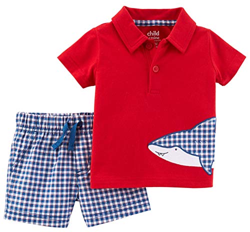 Ensemble polo requin bébé garçon en coton doux et short élastique