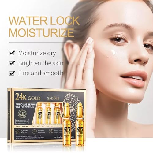 Image of 24k gold ampoule serum gold foil particles gold incredient for korean glass skin effect 7 days magic (2ml*7)
