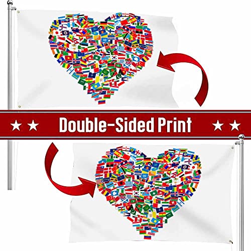 Swono World Flags Set Flag Peace Love Heart International Global World Country Outdoor Garden Flag Indoor Flag Home Decor Standing Farm Flag Banner 3X5Ft #TOP2
