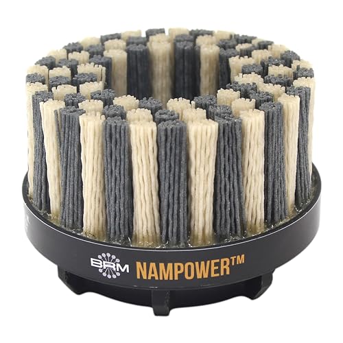 Image of Brush Research ADD10038180 Nampower Dot Type Abrasive Disc Brush, Combination Silicon Carbide /Ceramic Filament, 100mm Diameter, 38mm Bristle Length (Pack of 1)