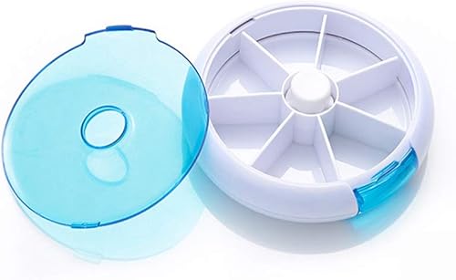 Pulabo - Caja organizadora de píldoras pequeña portátil asequible, 7 días1 veces bandeja redonda para pastilleros, contenedor de almacenamiento de