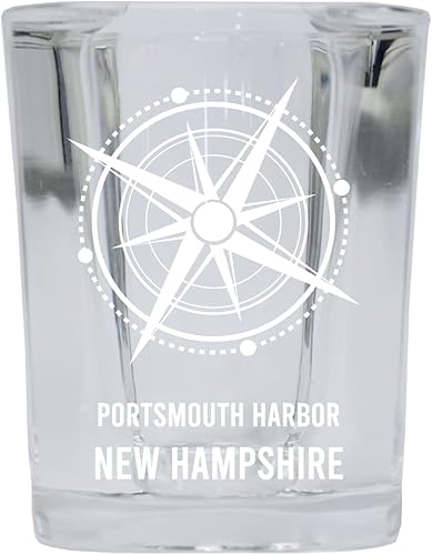 R and R Imports Portsmouth Harbor New Hampshire Beach Souvenir - Vaso de chupito de base cuadrada de 2 onzas, individual
