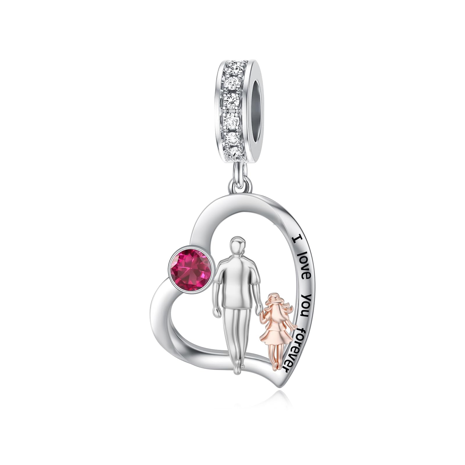 PROESS Father Mother Daughter Charm fit Charms Bracelet Sterling Silver Charms for Bracelets Birthday Valentines Day Gifts for Daughter Mother Lover
