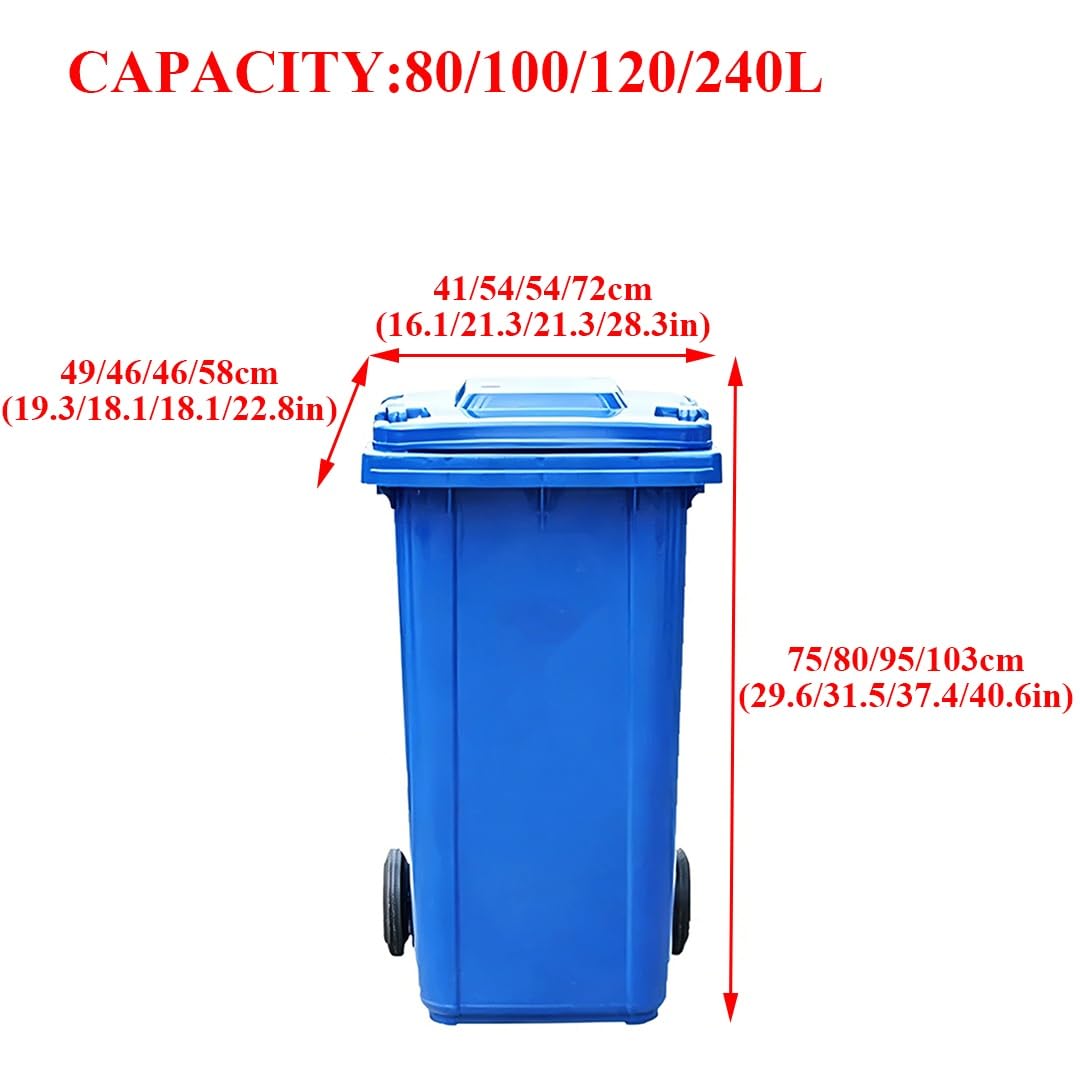 Commercial Wastebask Container,Wheeled Outdoor Garbage Can,Stackable,Perfect for Both Indoor Or Outdoor Use(Gray,80L)