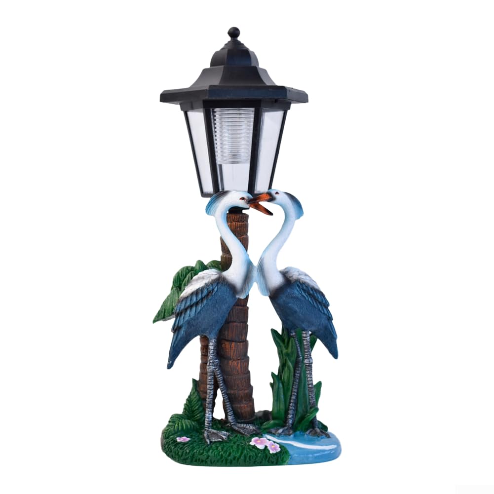 Estatua de jardín solar al aire libre par de pájaros decoración resistente a la intemperie resina patio arte para césped 33 cm
