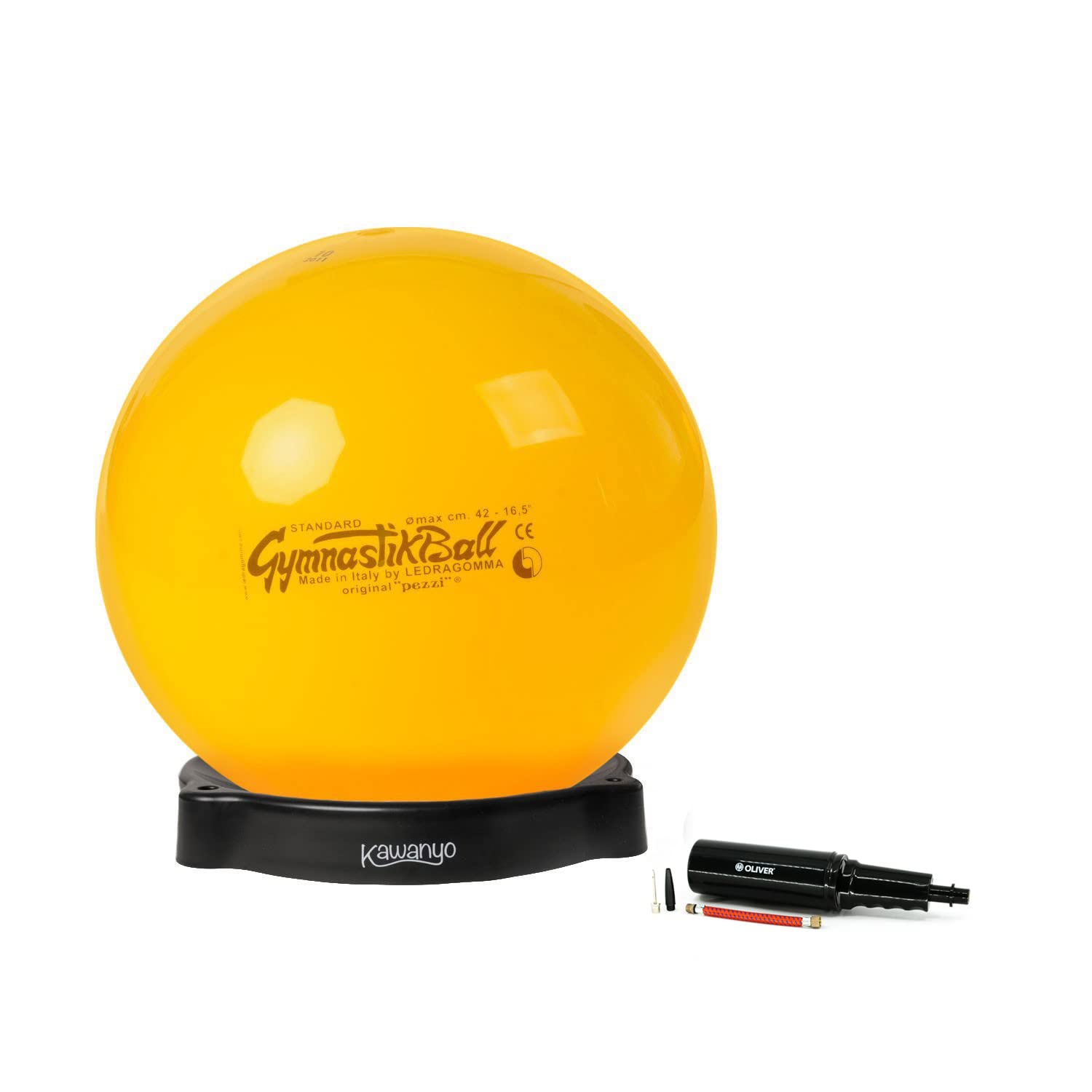 PEZZI Oryginalna piłka Pezziball Standard 42 cm z podstawką i pompką kombi piłka gimnastyczna