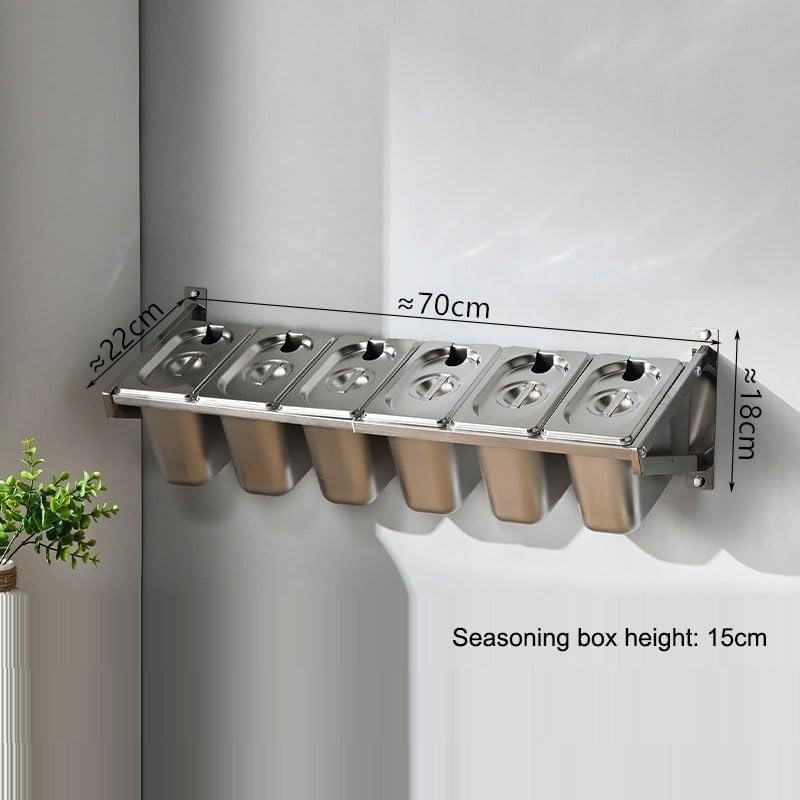 Stazione per pizza da parete, contenitore per alimenti in acciaio inox con coperchio, organizer per salse e condimenti, per dispensa da cucina all'aperto