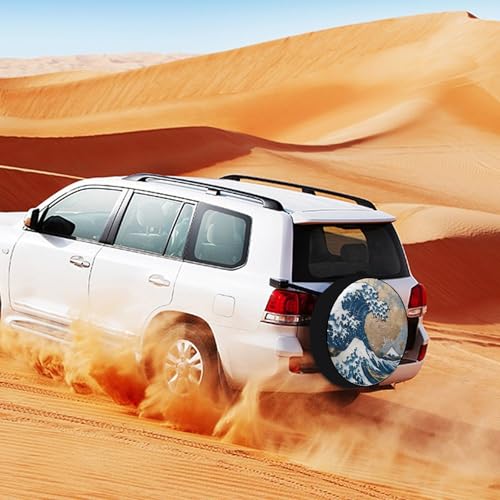 The Great Wave of Kanagawa Art Spare Tire Cover Waterproof Wheel Cover Durable Protectors Fits for Most Vehicle 28inch3