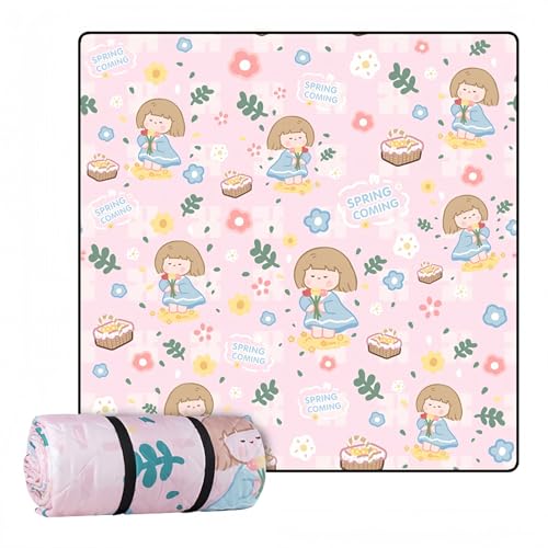 BrownPup レジャーシート 大判 テント インナーマット 防水 軽量 200x200cm 撥水 大判 4人?6人用 テントマット プレイマット ラグ キャンプマット 折り畳みやすい コンパクト収納 おしゃれ (HW098-003)