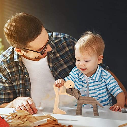Gadgetstalk Personalized Wooden Pet Carvings The Love Between You & Your Fur-Friend - Wood Sculpture Tabletop Ornaments, Carved Wood Decor Gift Natural Eco Friendly (Woman Sit & Dog) #TOP2