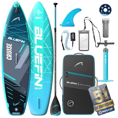 Bluefin Cruise Paddle Board Hinchable de 10’8 Azul Gecko | Pack y Accesorios Sup | Alfombrilla Antideslizante y Ligera | Paddleboard All-Round de 6’ de Grosor| Tabla de Paddle para Adultos y Jóvenes