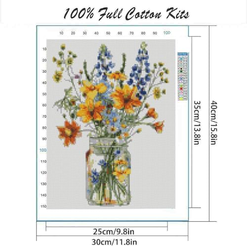 Image of DYAIANGMU Stamping Cross Stitch Kit,Flower Cross Stitch Kit for Adult Beginners, Full Line DIY Cross Stitch Stitching Kit for Home Decor Cross Stitch Patterns 15.7x11.8 inches