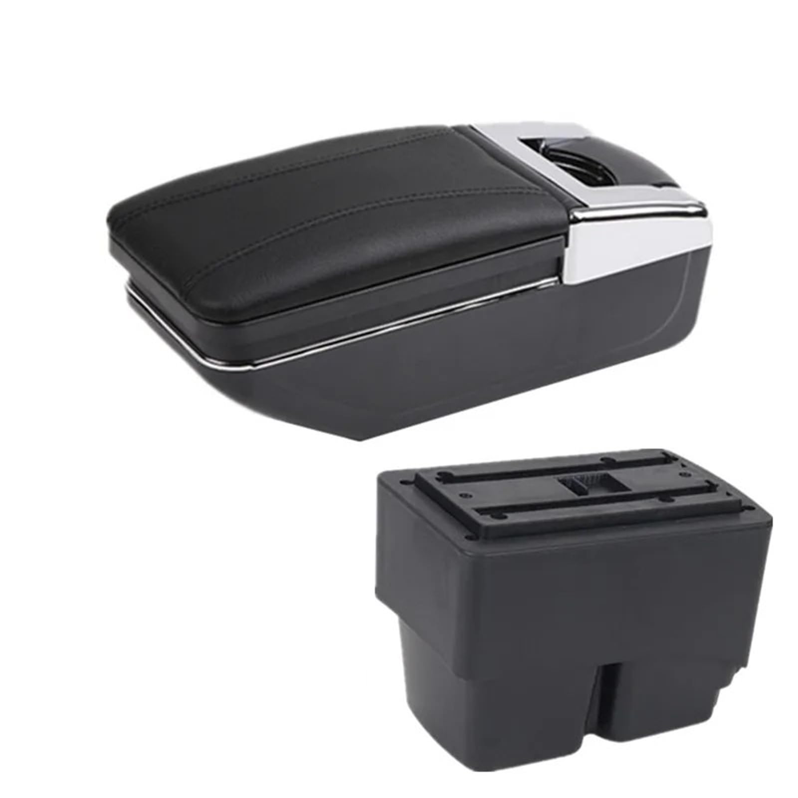 Hguvsjd Armrest Box For For Fiesta MK7 2009-2017 Armrest Storage Box Dedicated Retrofit Interior Accessories Car Armrests(A black line No USB)