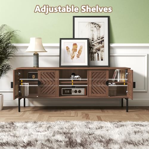 Image of ARTPOWER 63 inch Modern TV Stands,Entertainment Center with Storage,Brown