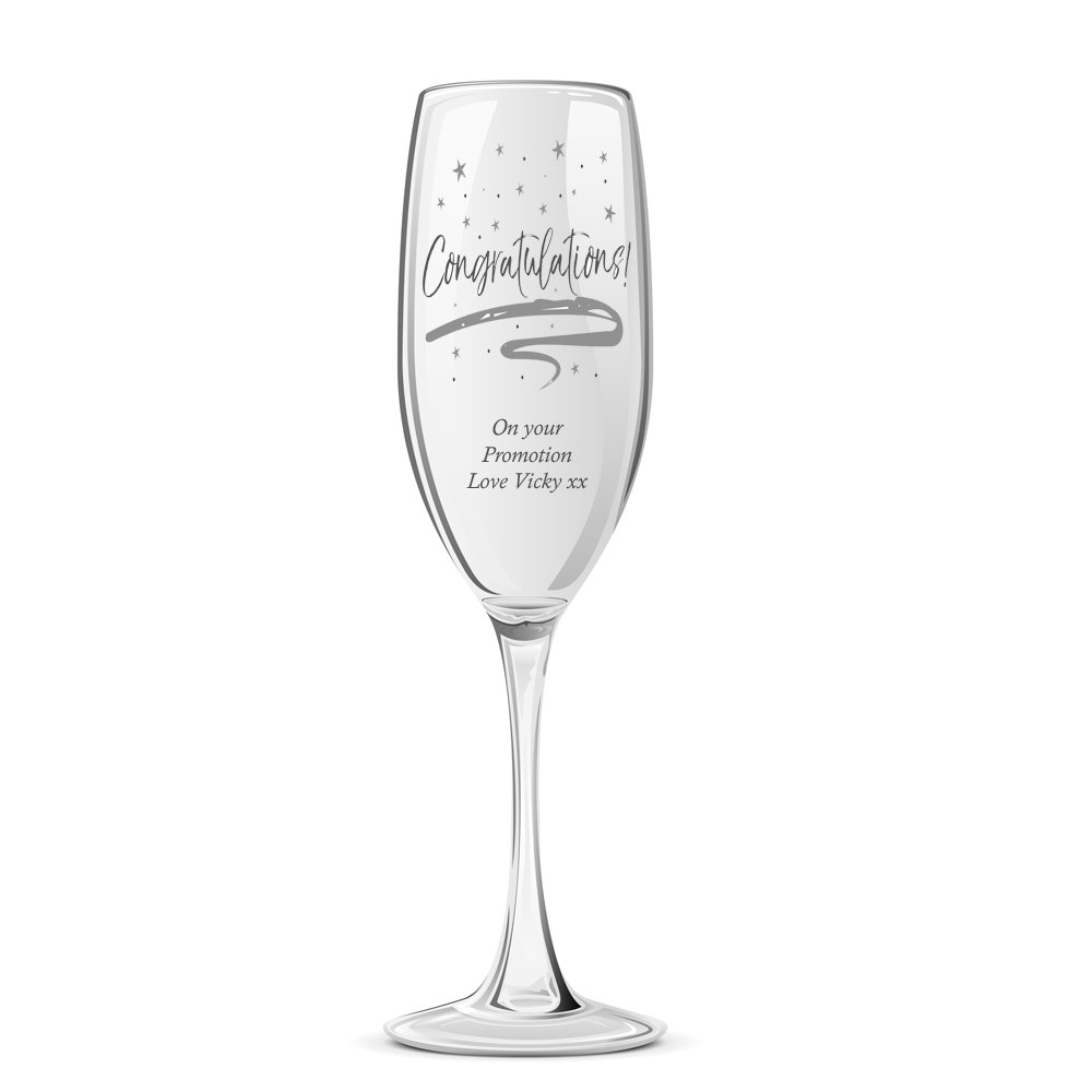 Ukgiftstoreonline Transparent Congratulations Sentiment Personalised Engraved Champagne Prosecco Glass