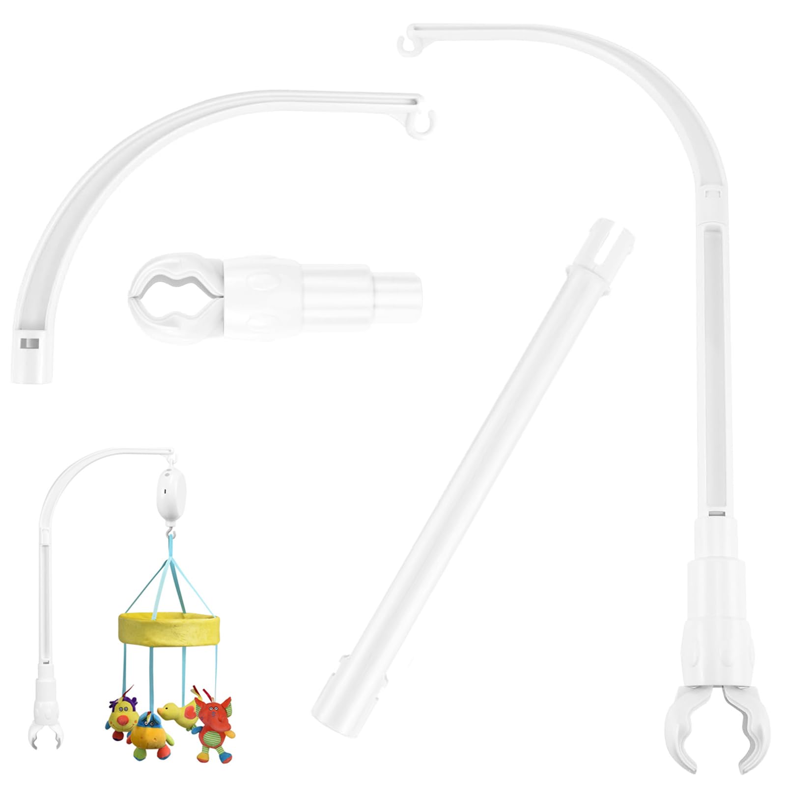 Mobile Halterung Babybett, Mobile Halterung Wickeltisch Multifuntional Mobile Baby Halterung Klingelhalterung für Aufhängung Windspiele Bettglocke Zubehör (Weiß)