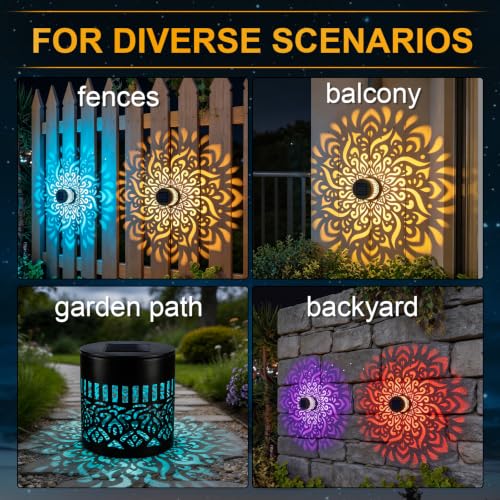 2PCS Seven-Color Changing Solar Mandala Projection Wall Light by Generic - Used condition - Image 2