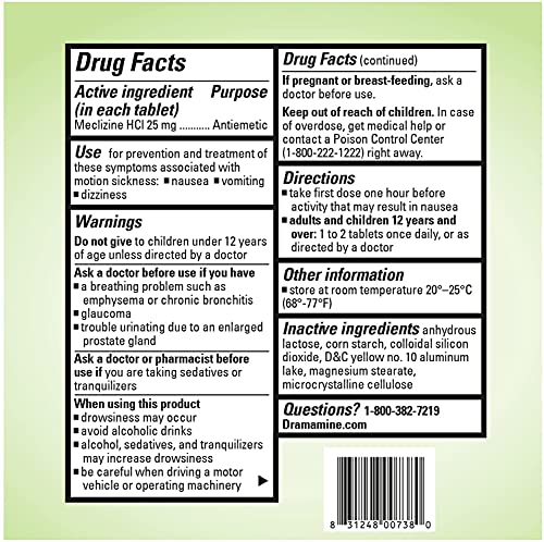 Dramamine-N Nausea, Dizziness & Vomiting, 10 Tablets (Pack of 2)