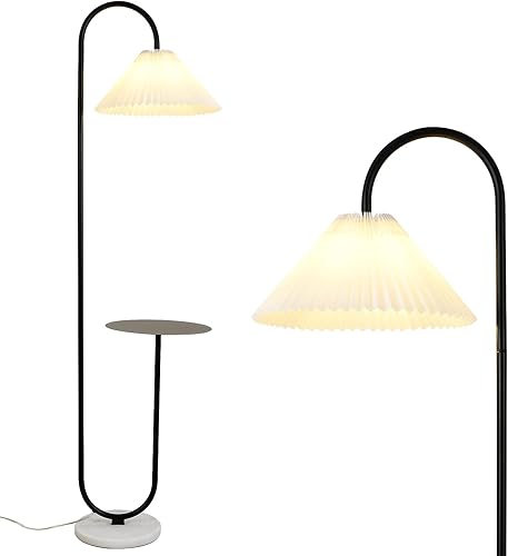 beaysyty Lámpara de pie moderna y elegante con bandeja para oficina, cafetería, sala de estar, dormitorio, interruptor de pie y pintura negra,