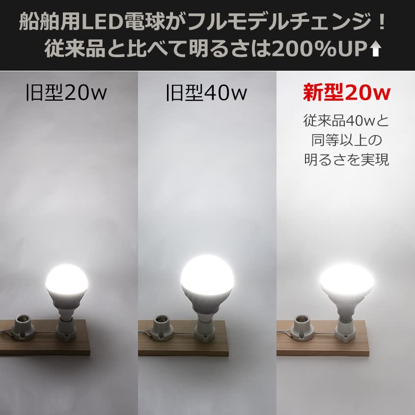 Amazon | 船舶用 LED電球 防水 IP65 E26 20w 12v 24v 兼用 イカ釣り