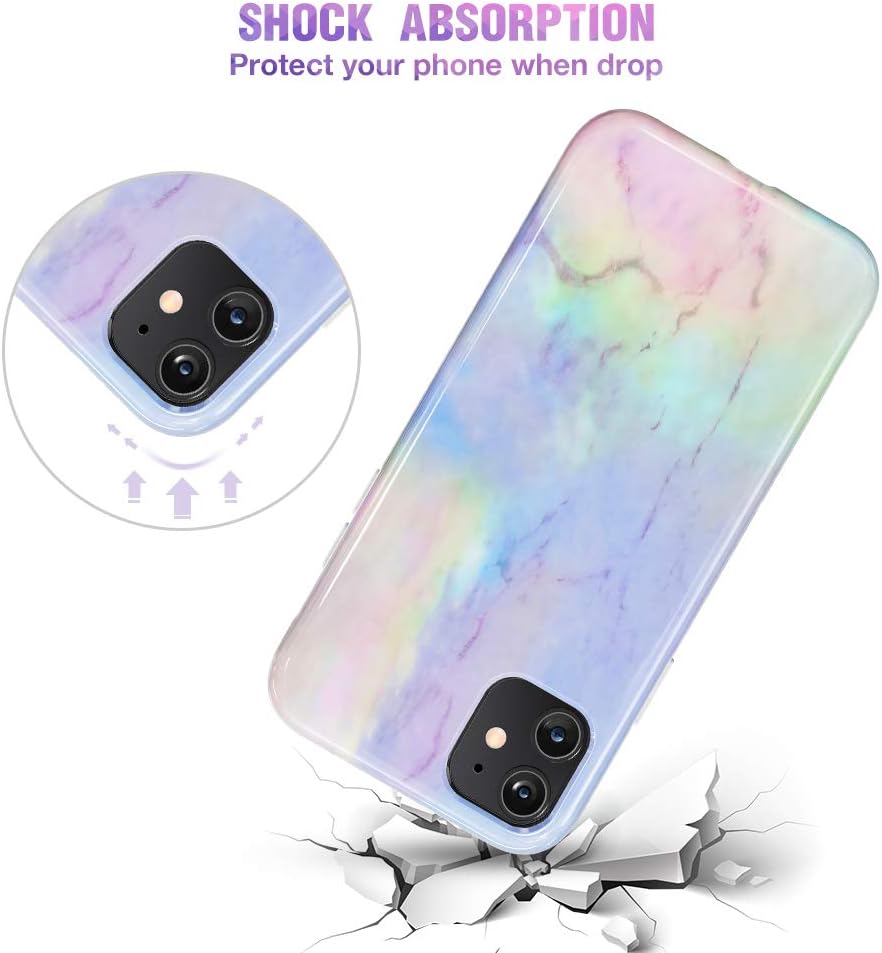Caka Case for iPhone 11 Marble Case for Girls Women Protective Shockproof Soft Rubber TPU Slim Flexible Anti Scratch Fashion Luxury Marble Case for iPhone 11 (6.1 inch)(2019)(Opal)