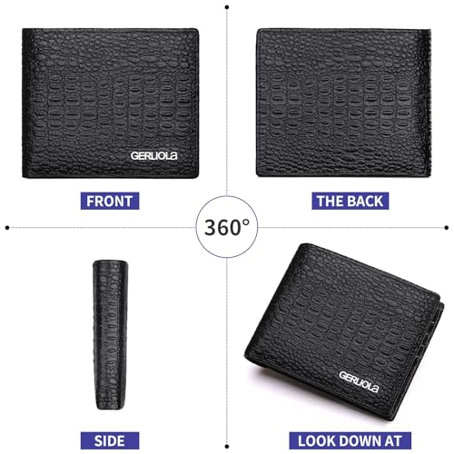 Men's Real Crocodile Leather- RFID Blocking, Slim & Stylish with 9 Compartments and 1 ID Window, Bifold Mens Wallet, Bifold Wallet Men's Short Wallet Purses, Durable Stitching2