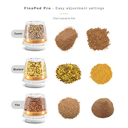 FinaMill - Award Winning Battery Operated Spice Grinder Gift Pack - includes 3 Quick - Change Spice Pods and 1 Stackable Tray - Perfect Gift for any Home Chef_White - Thumbnail 5