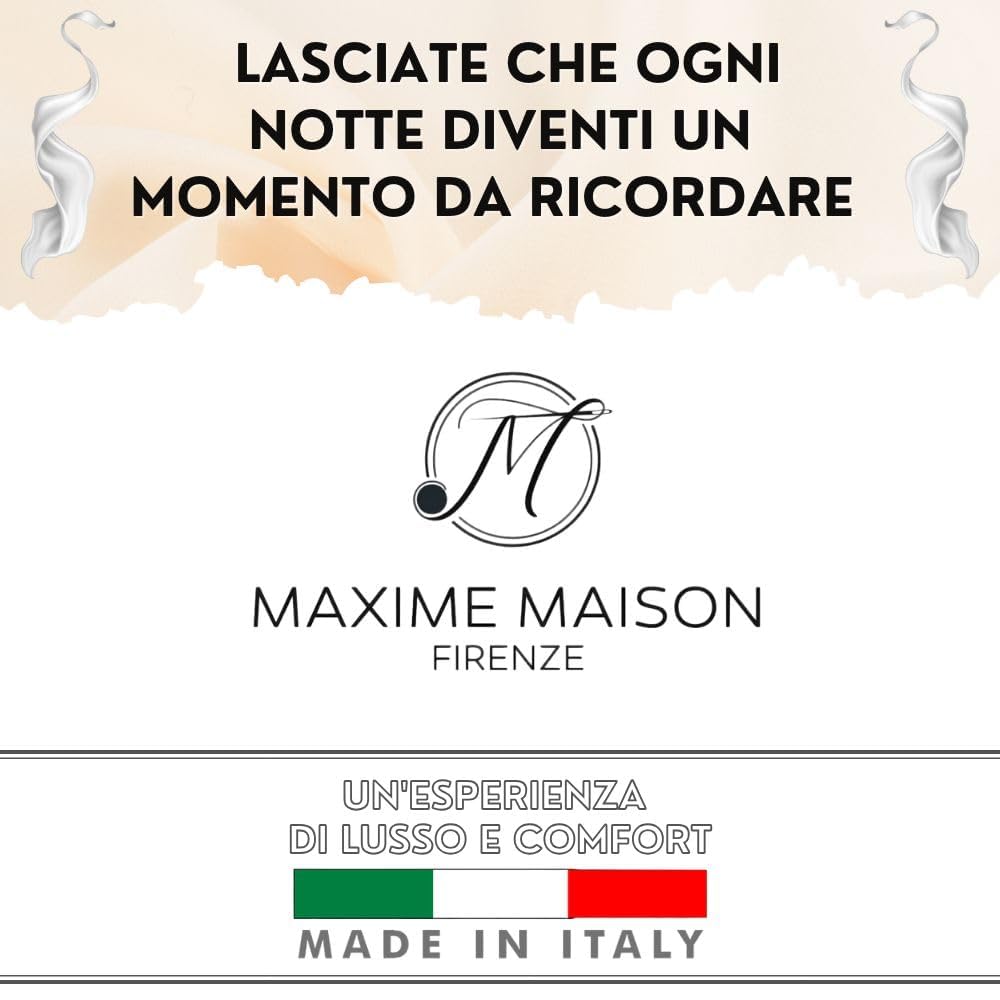 MAXIME MAISON - Lenzuola Percalle Matrimoniale Made in Italy, Completo Letto Realizzato in Cotone Pregiato a Trama Fitta, Biancheria da Letto Certificata Oeko Tex Standard 100 (Carta Da Zucchero)
