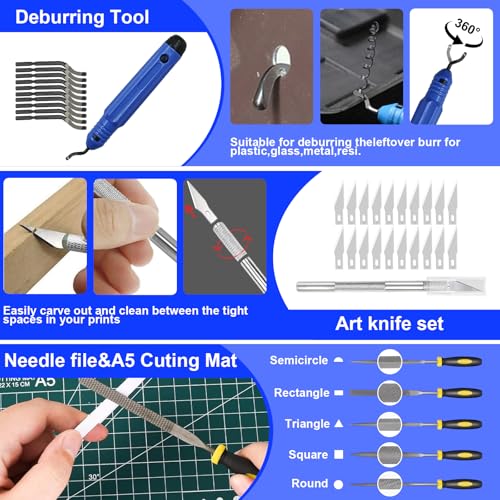 135PCS 3D Printer Tools & Accessories Kit,3D Printing Tool Set with Tool Box,3D Printer Accessory Including Nozzle Cleaning Kit,Electric Polishing Machine,Deburring Tool,Sanding Pens,Deburring Kit