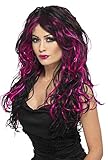 disfraces con peluca rosa Disponible en solo un tamaño Smiffys-23052 Peluca de Novia gótica, Larga y con mechas, Color Rosa y Negro, Tamaño único (Smiffy\'S 23052)