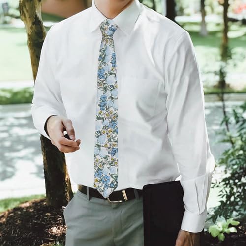 Image of Mantieqingway Men's Cotton Floral Neck Tie 2.56'' Printed Skinny Tie