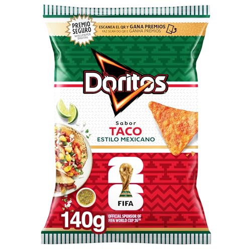Doritos Taco Estilo Mexicano 140 g, Nachos de tortilla chips sabor especiado, Snack crujiente e intenso