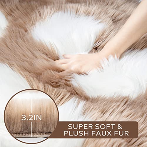 Ashler Ultra Soft Faux Sheepskin Fur Rug, Fluffy Cat Paw Rugs, Kids Room Rug, Area Rug, Girls Room Decor, Non Slip Throw Rug, Fluffy Carpet Bedroom Rug, Coffee 2.55 X 3 Feet #TOP3