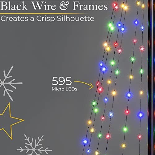 Christow Maypole Christmas Tree, Light Up Outdoor Decoration, Flashing Multi Coloured Micro LED Pyramid Light, Mains Operated (2.1m)